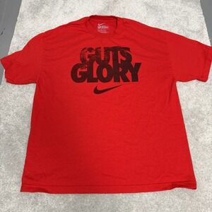 Nike Loose Fit Red Shirt Mens XL Guts Glory Check Crewneck Short Sleeve T Shirt